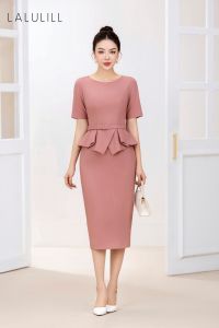 ĐẦM DÁNG ÔM PEPLUM TUÝT XI HỒNG