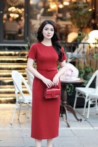 ĐẦM LIỀN DÁNG ÔM ĐỨNG TUÝT XI DÀI 120CM MÀU ĐỎ