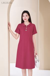 ĐẦM LIỀN DÁNG SUÔNG CỔ SEN TUÝT XI HỒNG