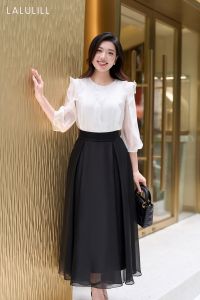 CHÂN VÁY VOAN TƠ XẾP LI A XÒE RỘNG MÀU ĐEN