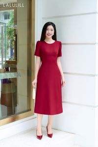 ĐẦM LIỀN DÁNG A CÚP NGỰC TUÝT XI ĐỎ