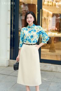 CHÂN VÁY DÁNG A NHẸ CẠP LIỀN DÀI 80CM TUÝT XI MÀU BE