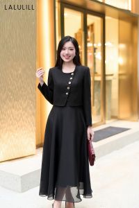 ÁO VEST CỔ U VẠT CHÉO CHẤT LIỆU DẠ TEXT ĐEN