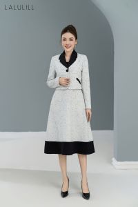 AV DẠ TWEED DÁNG CROP CỔ PHỐI ĐEN